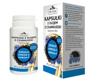 Kapsułki z Olejem z Czarnuszki 500 mg  tłoczonym na zimno, nierafinowanym  120 kapsułek - Dr Gaja