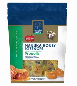 Cukierki z Miodem Manuka MGO™ 400+ z Propolisem i witaminą C, opakowanie 250g (58szt.) - Manuka Health